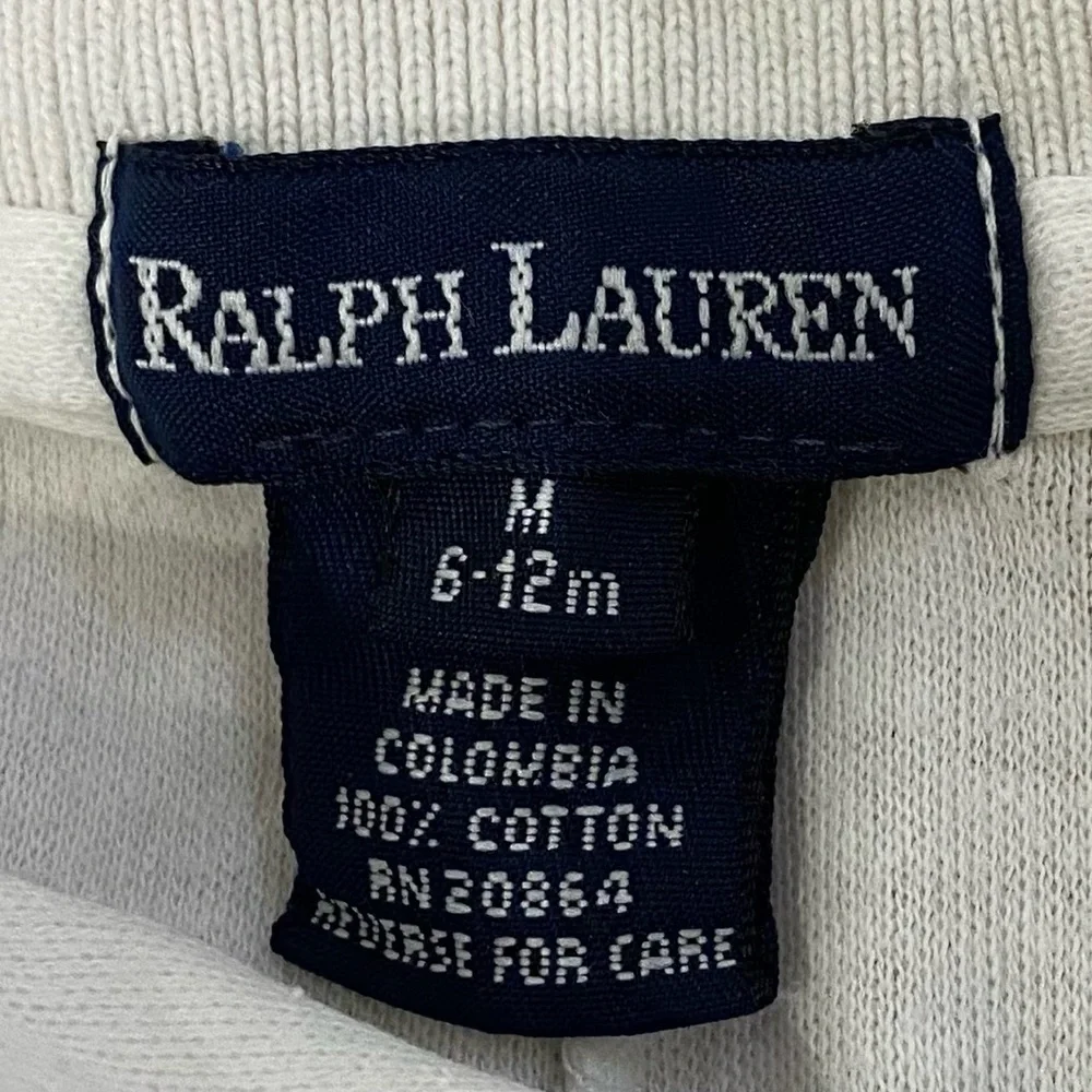 Vintage Ralph Lauren Infant Sz M (6-12m) White Soft Cotton‎ Polo Coverall